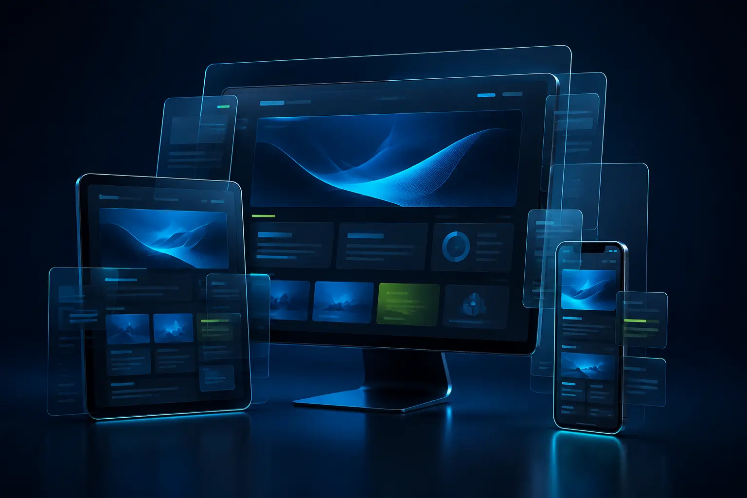 Responsive website systems across desktop, tablet and phone